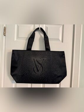 Victoria's Secret Black Rhinestone VS Logo Tote
